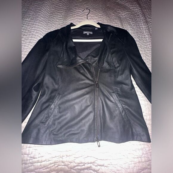 Vince Suede Leather fitted Jacket Coat in Black - Size M EXCELLENT CONDITION - Picture 13 of 16
